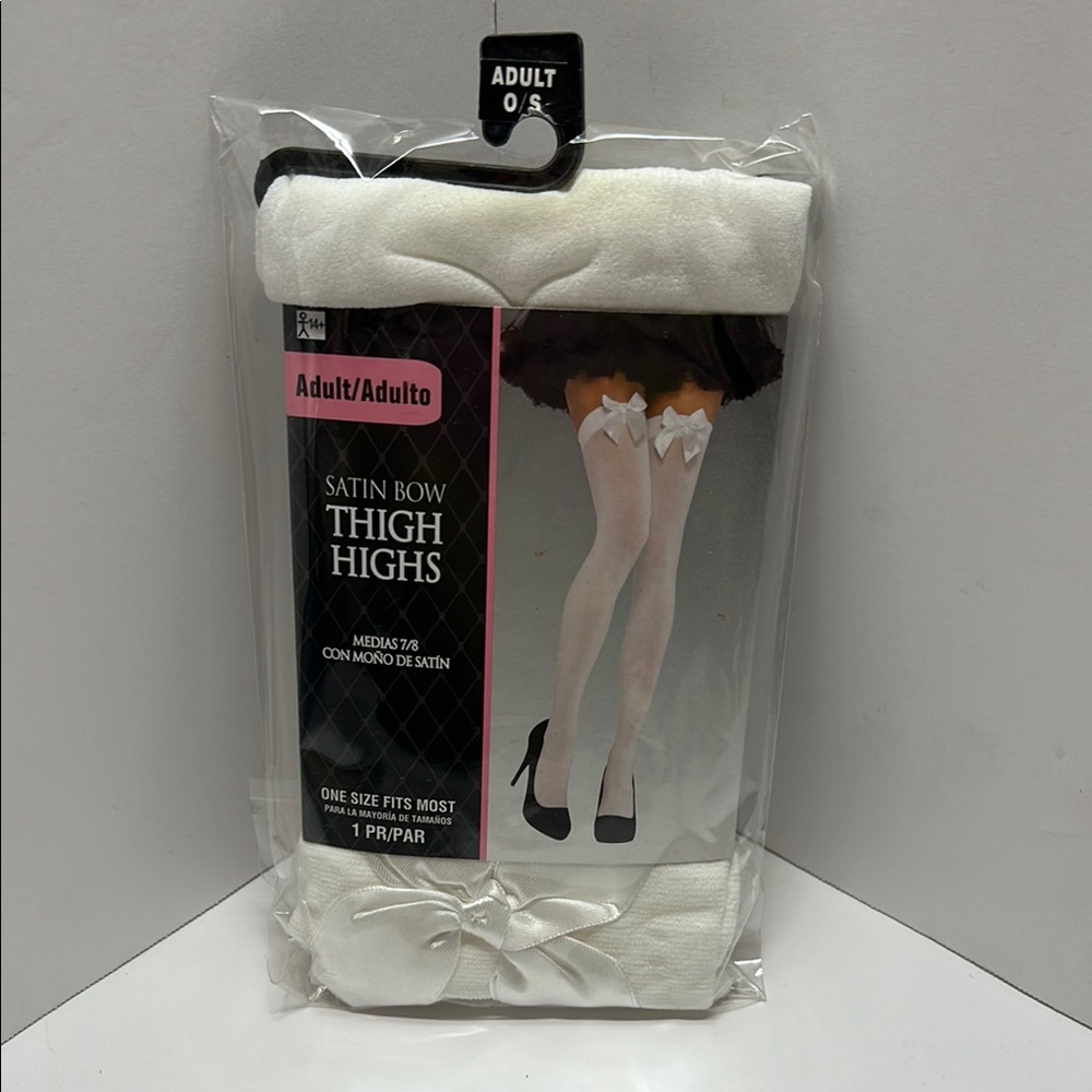 Party City Satin Bow Thigh Highs - Cream